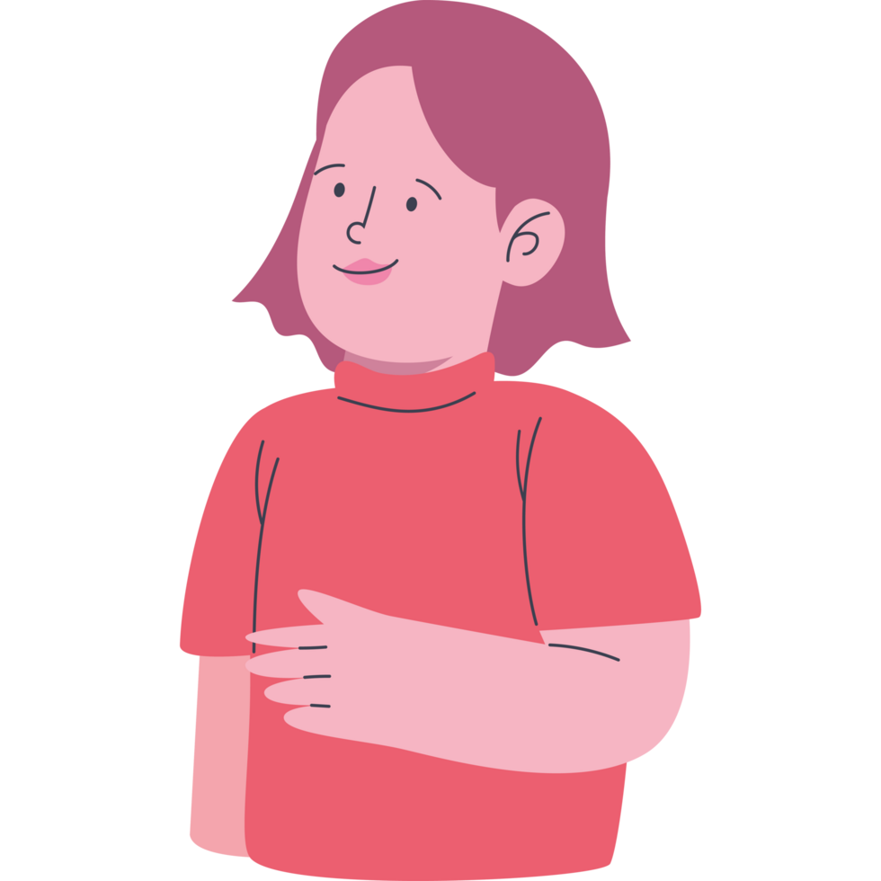 young woman wearing red shirt png