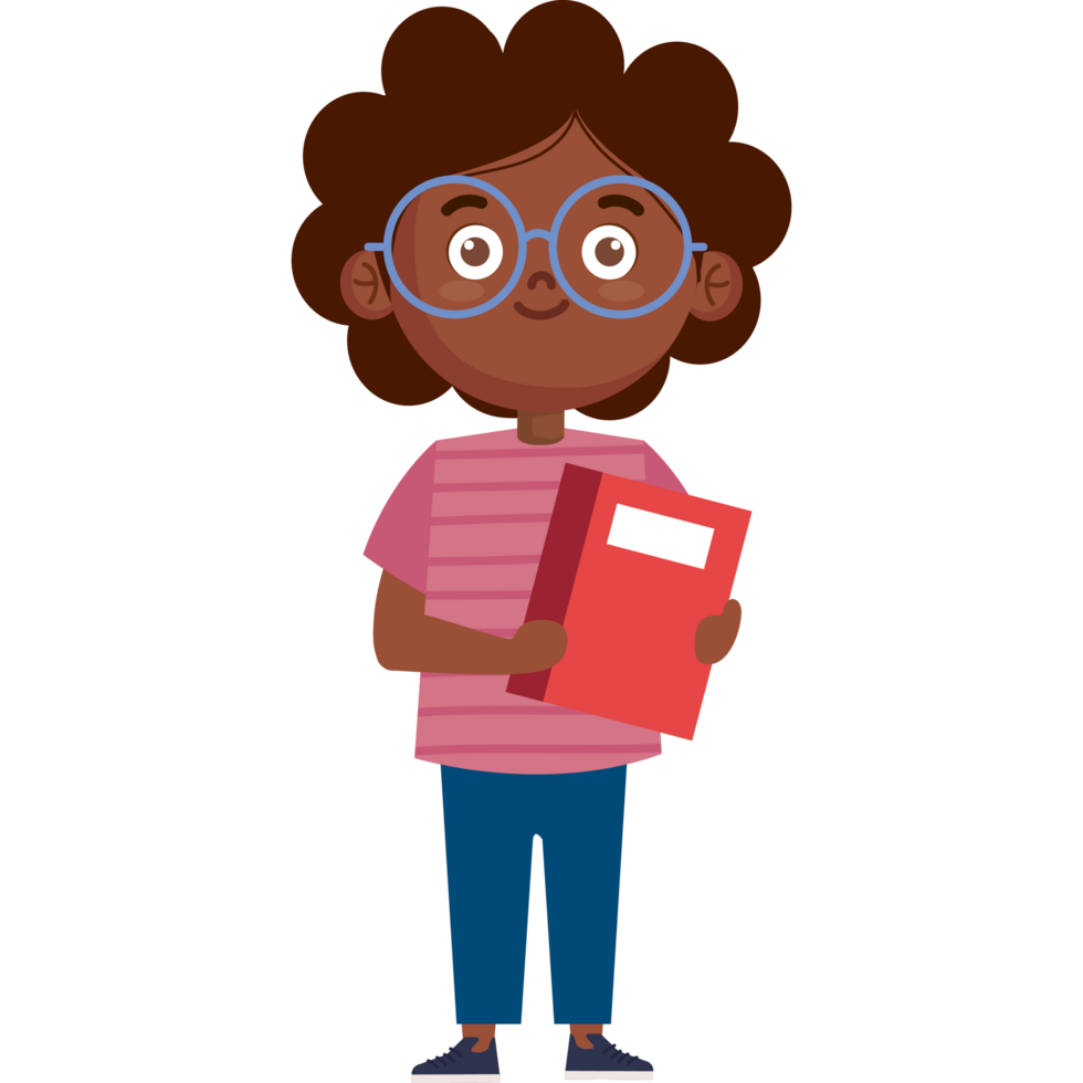 afro little student boy png