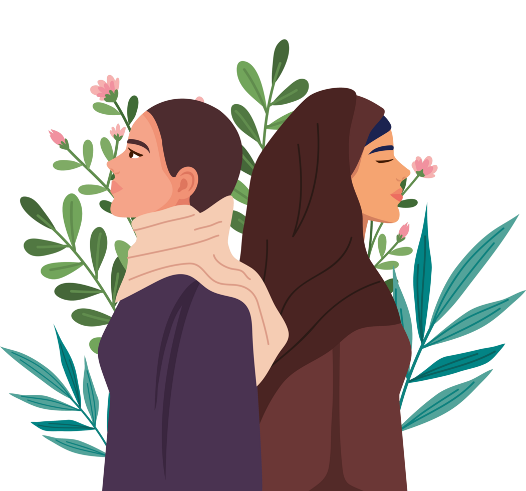 dos personajes de mujeres iraníes png