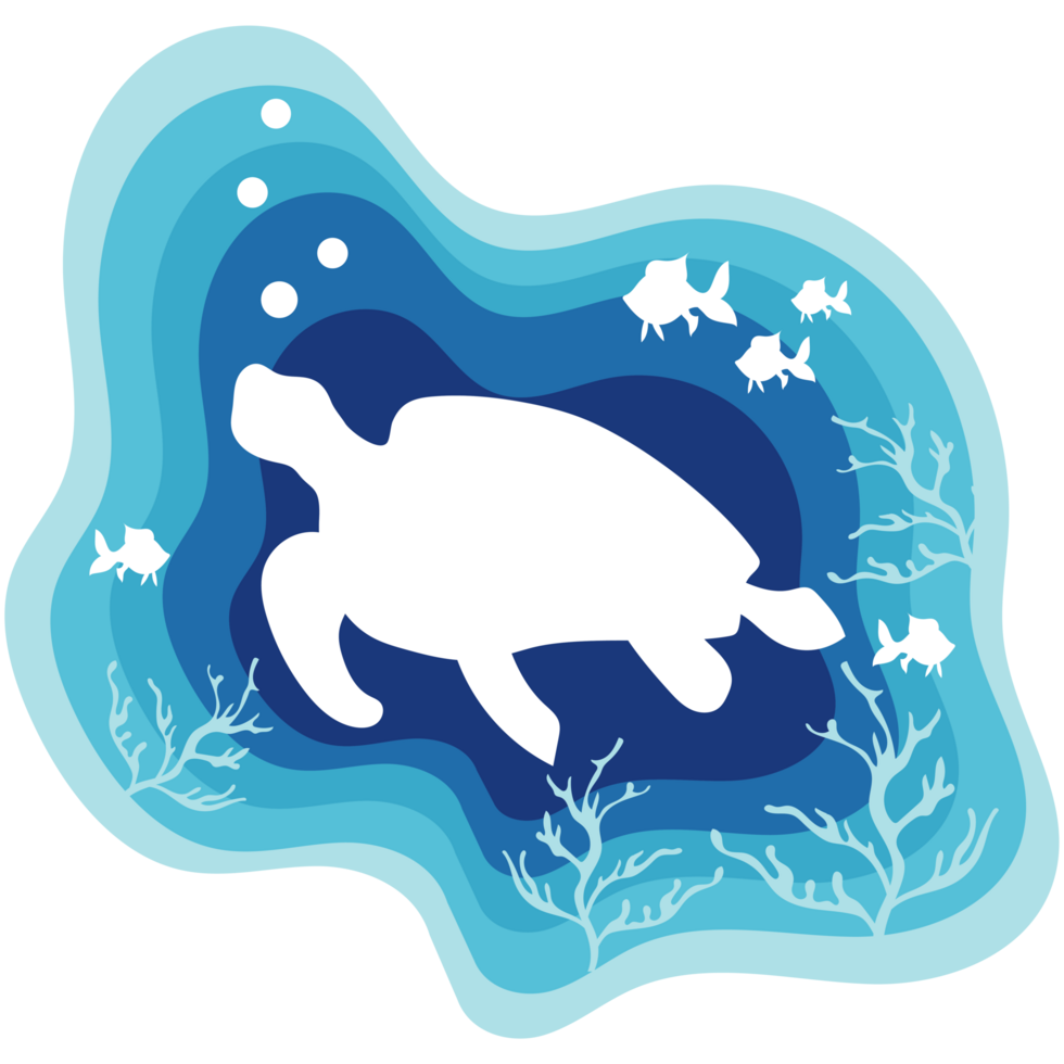 turtle sealife paper art png