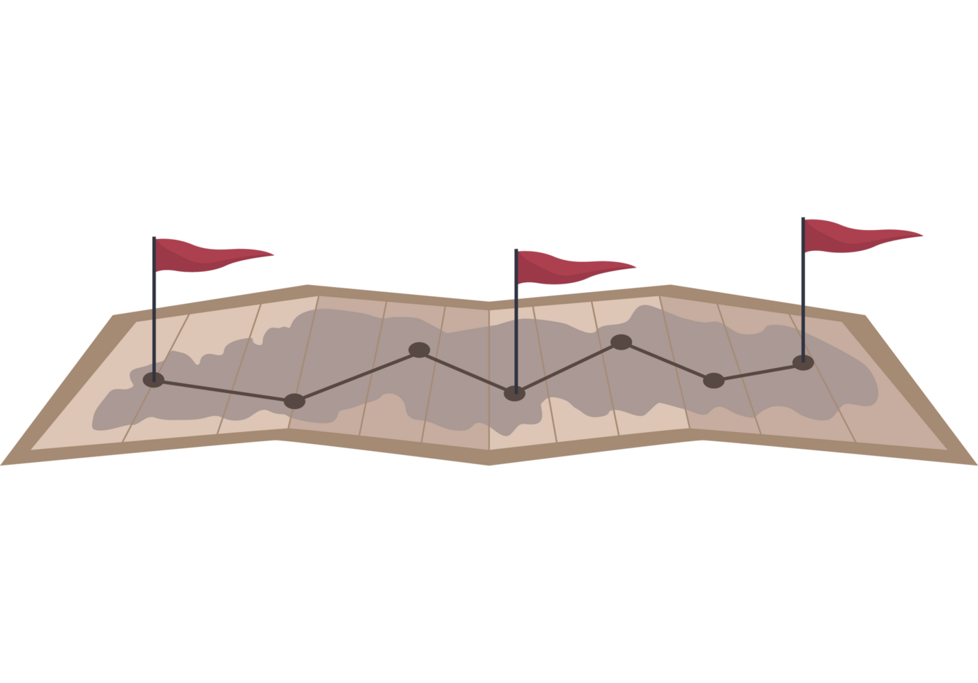 paper map with flags marks png