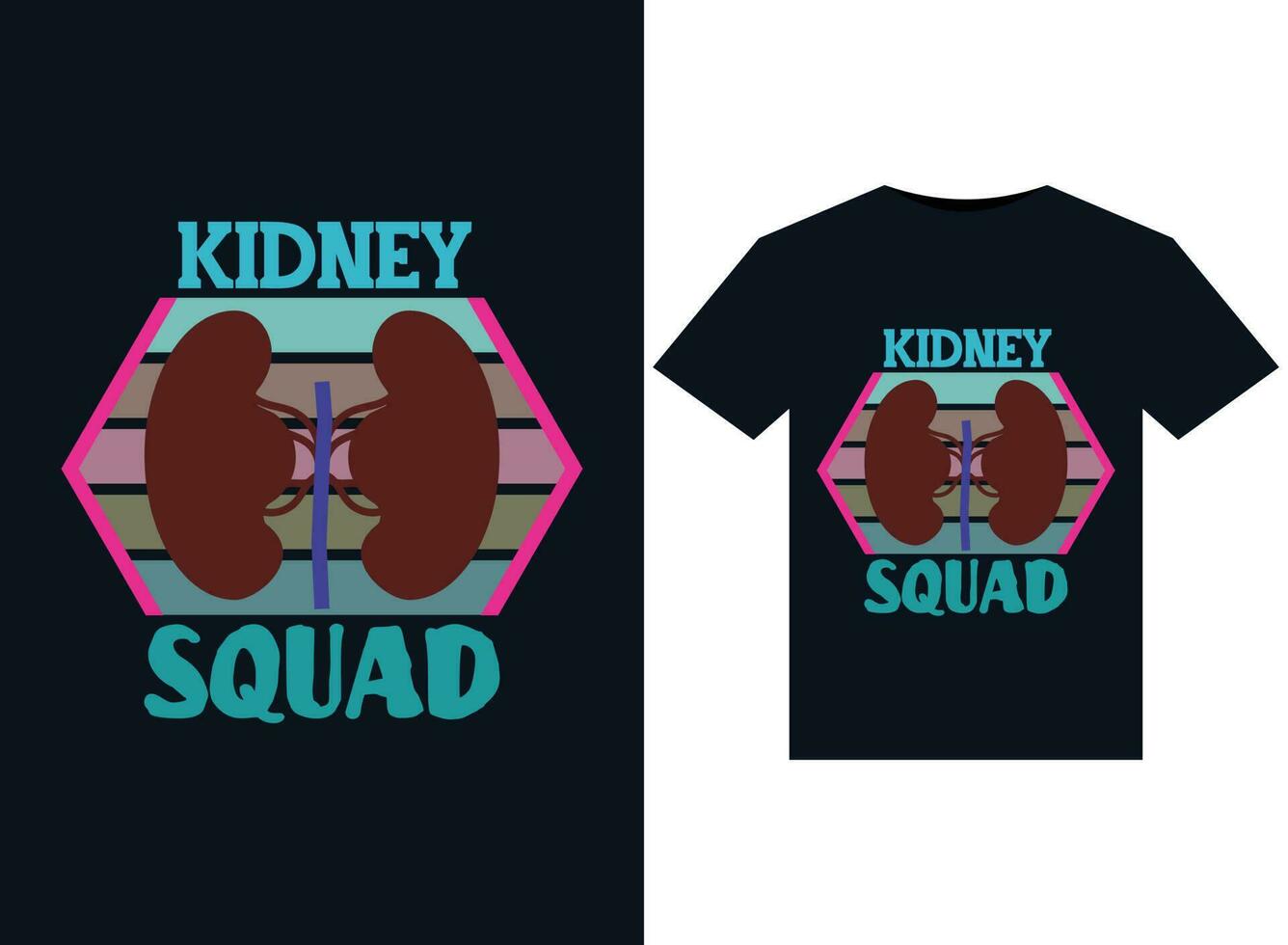 Kidney Squad illustrations for print-ready T-Shirts design vector
