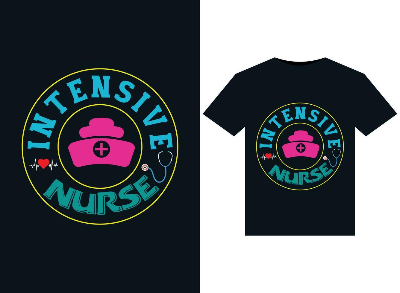 Intensive Nurse illustrations for print-ready T-Shirts design vector
