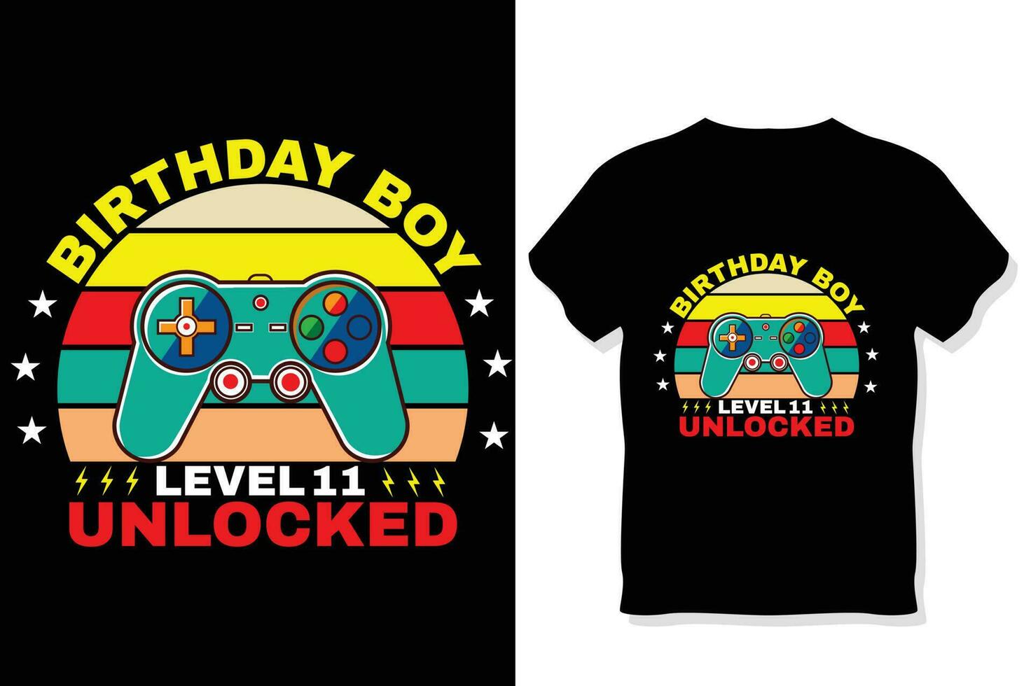 birthday boy level 11 unlocked gaming  t shirt, gaming quotes t shirt, Gamer t-shirt Design vector