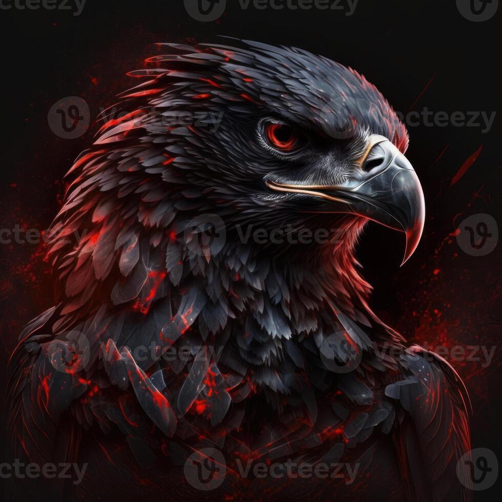 aggressive black and red eagle photo