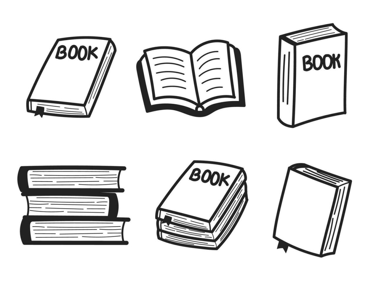 Set of books vector illustration with hand-drawn style isolated on white background. Books doodle collection