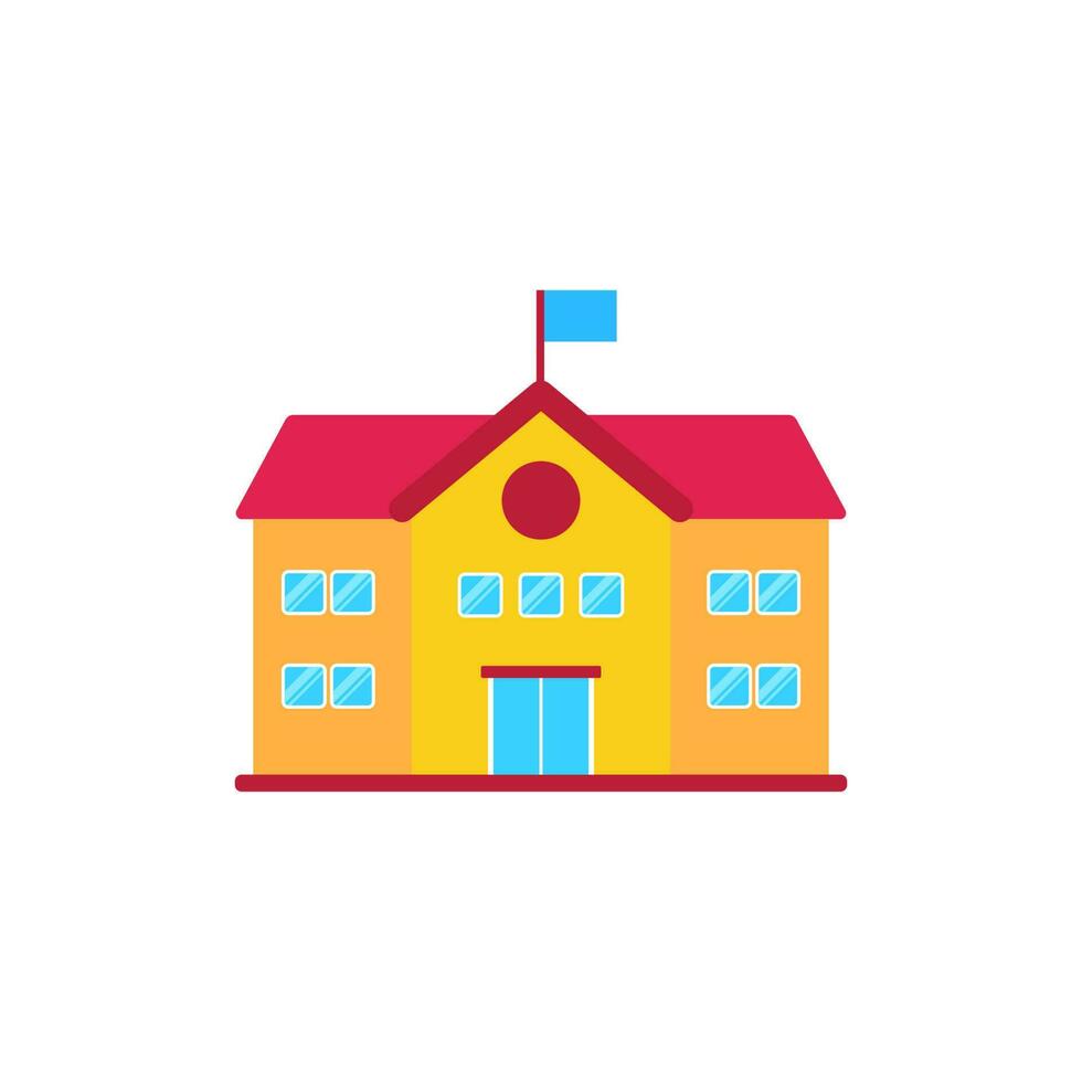 School building icon with flat style isolated on white background. School building vector illustration