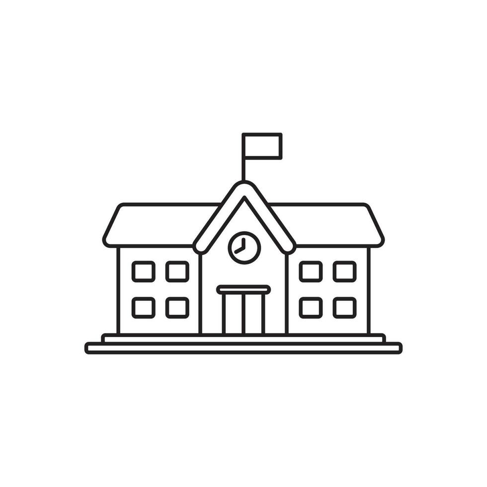 School building icon with linear style isolated on white background vector