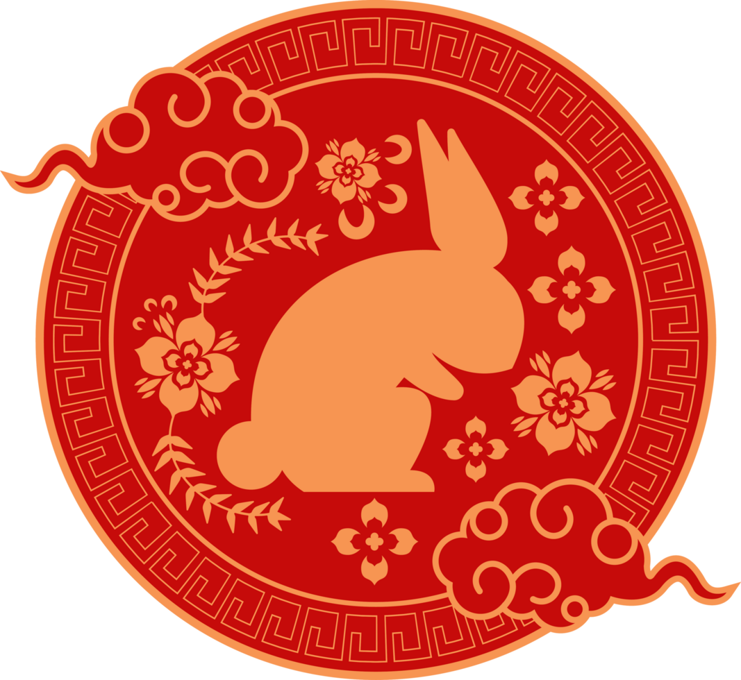 chinese rabbit with clouds png