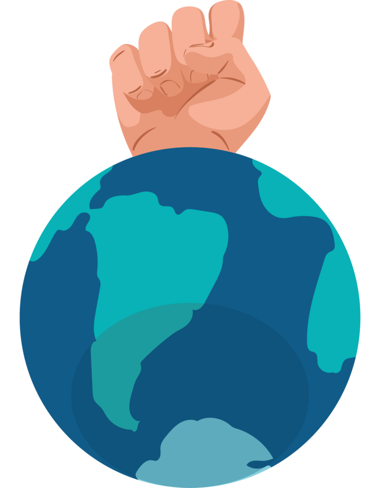 hand fist in world planet png