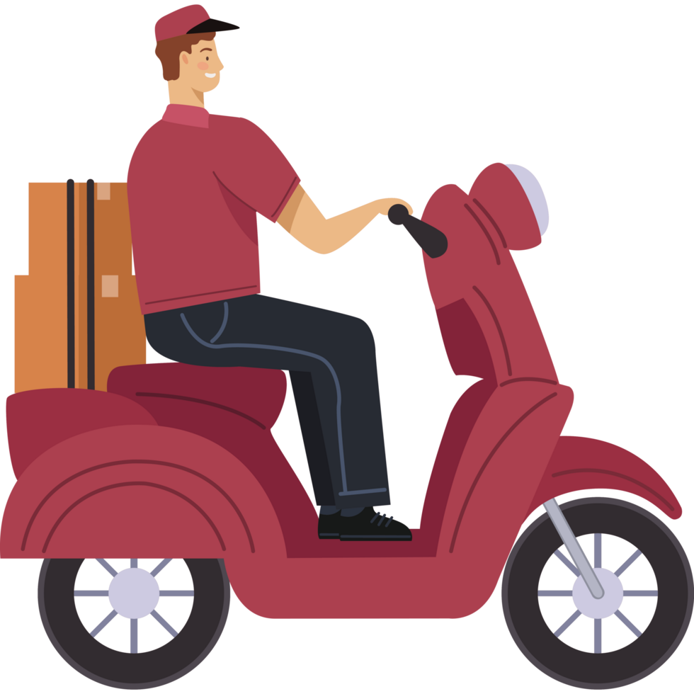 delivery worker in motorcycle png