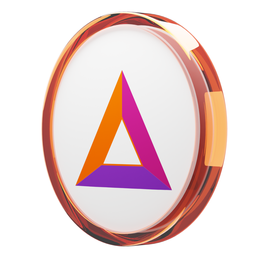 Basic Attention Token ,BAT Glass Crypto Coin 3D Illustration png