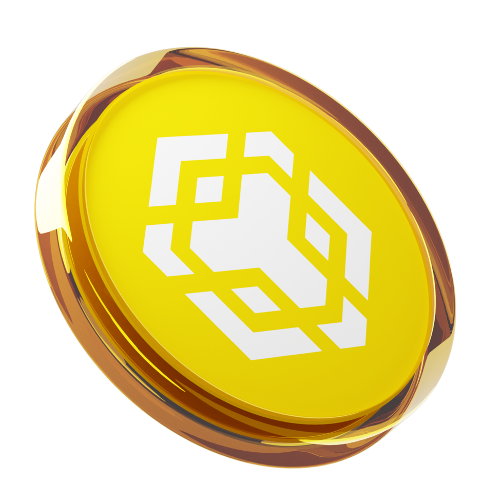Binance Coin ,BNB Glass Crypto Coin 3D Illustration png