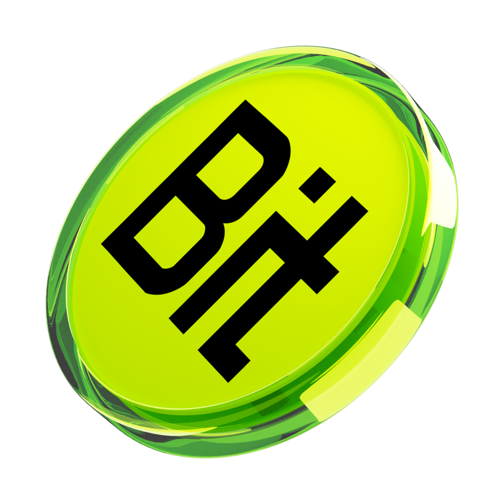 BitDAO ,BIT Glass Crypto Coin 3D Illustration png