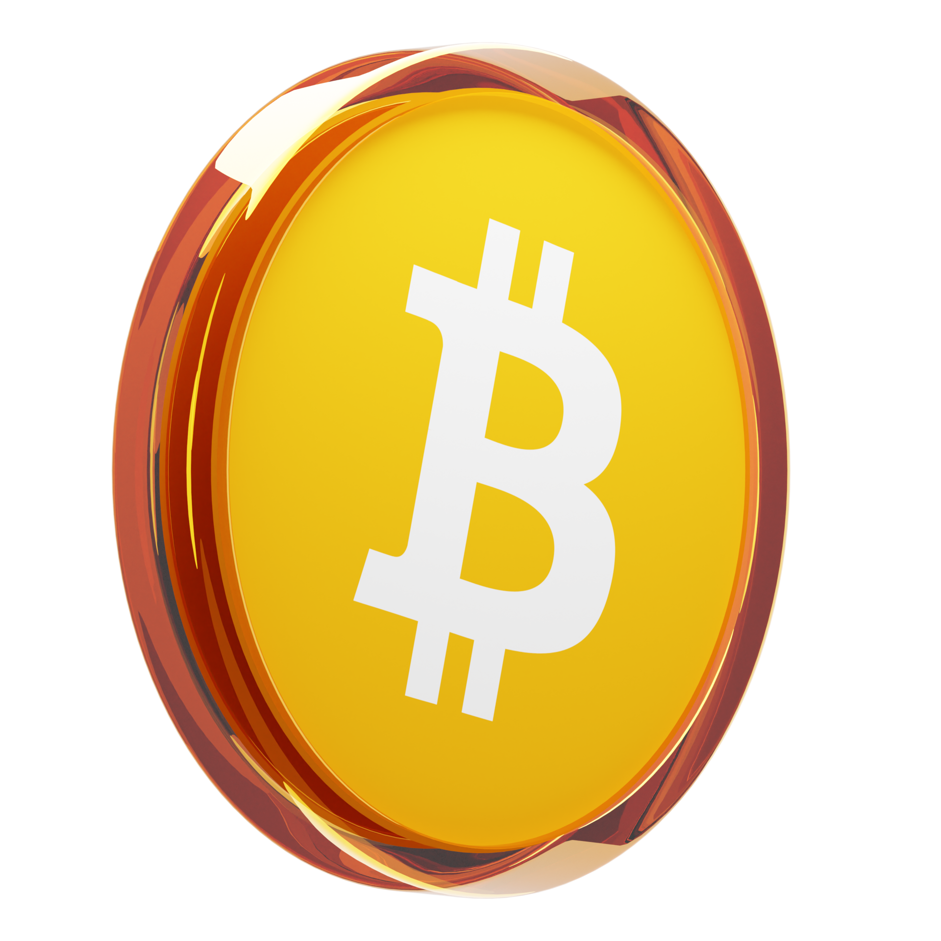Bitcoin ,BTC Glass Crypto Coin 3D Illustration 24092709 PNG