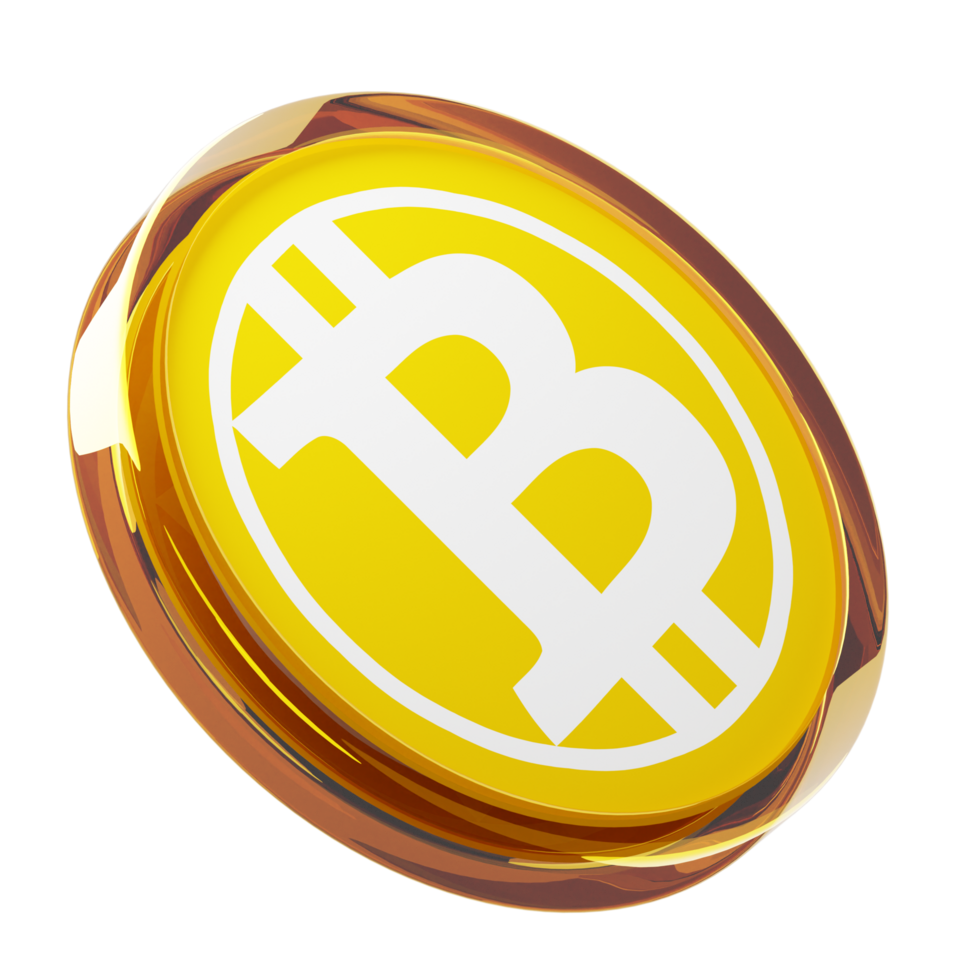 Bitcoin Gold ,BTG Glass Crypto Coin 3D Illustration png