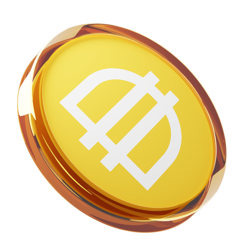 DAI Glass Crypto Coin 3D Illustration png