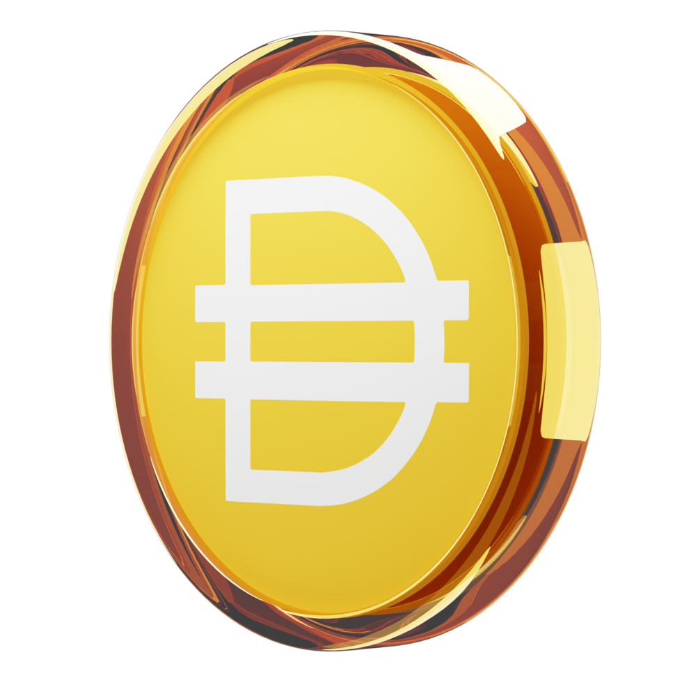 DAI Glass Crypto Coin 3D Illustration png