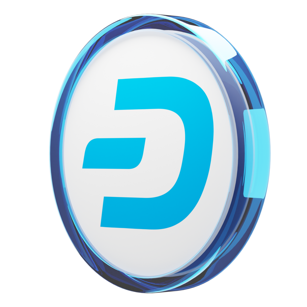 Dash Glass Crypto Coin 3D Illustration png