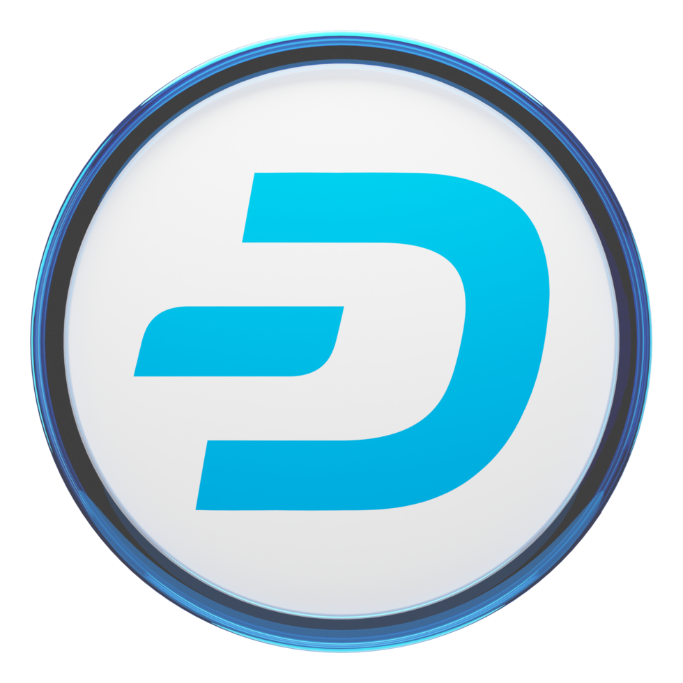 Dash Glass Crypto Coin 3D Illustration png