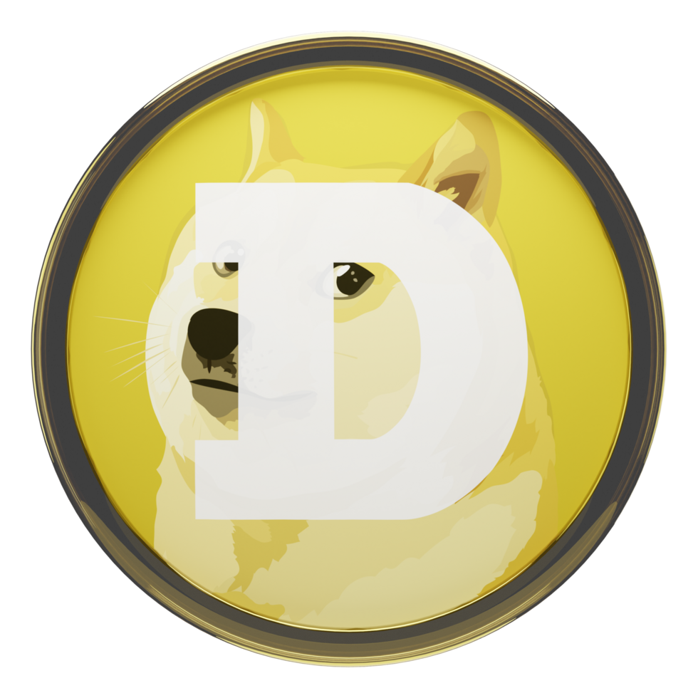 Dogecoin ,DOGE Glass Crypto Coin 3D Illustration png