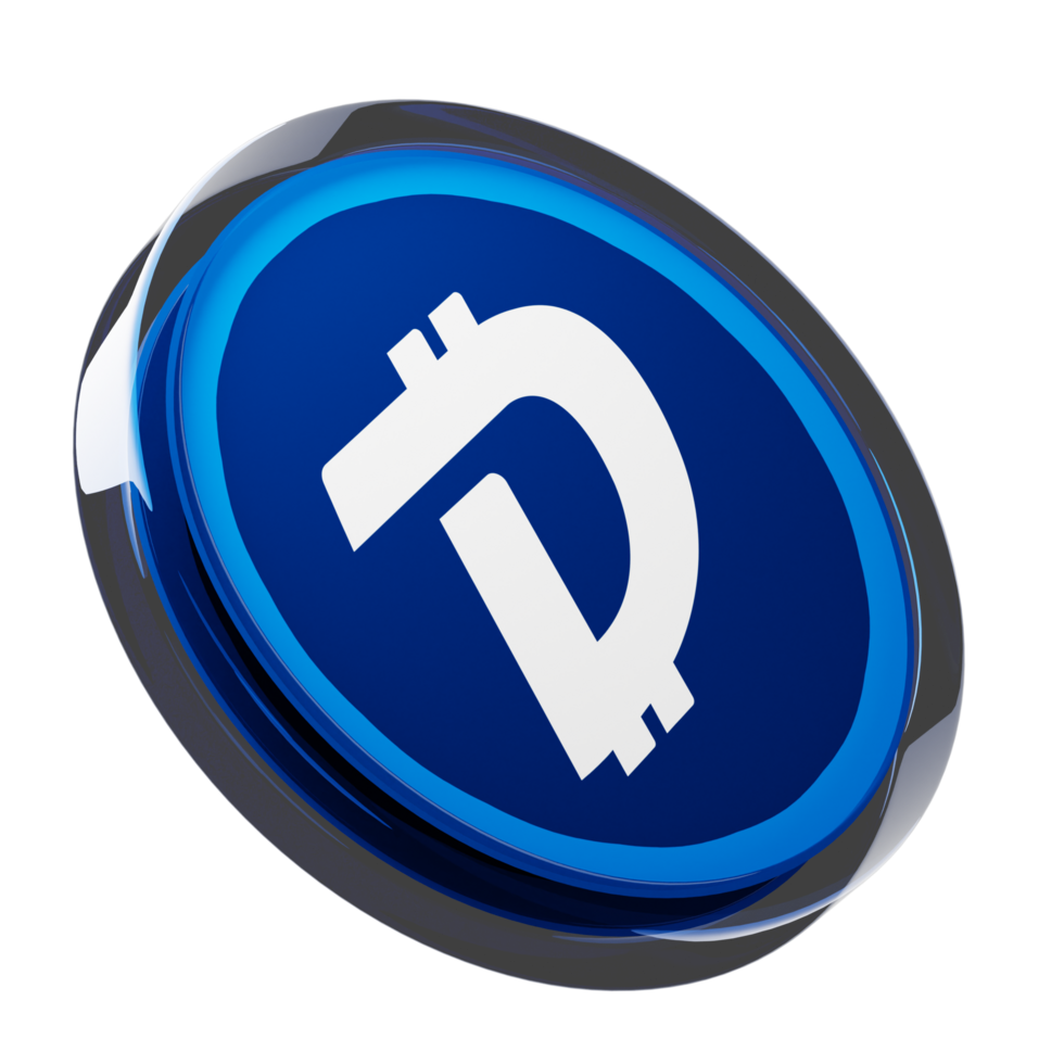 DigiByte ,DGB Glass Crypto Coin 3D Illustration png