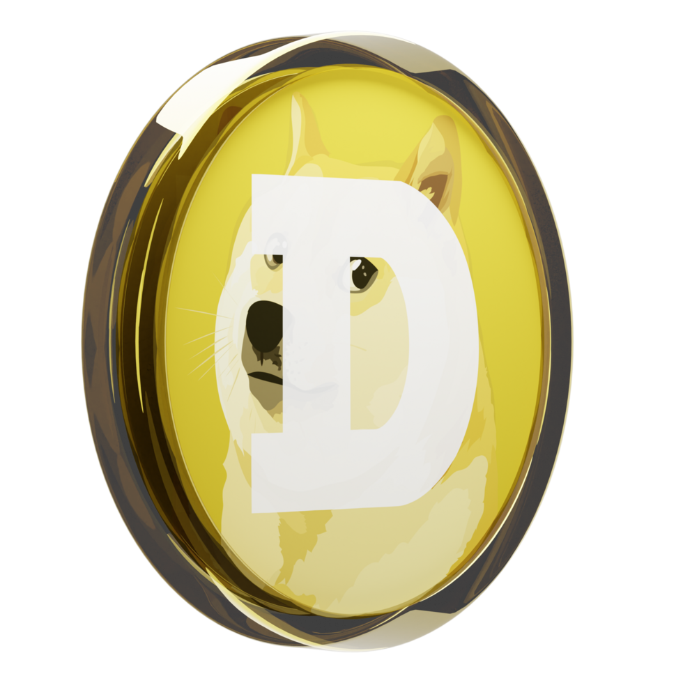 Dogecoin ,Doge Glas Krypto Münze 3d Illustration png