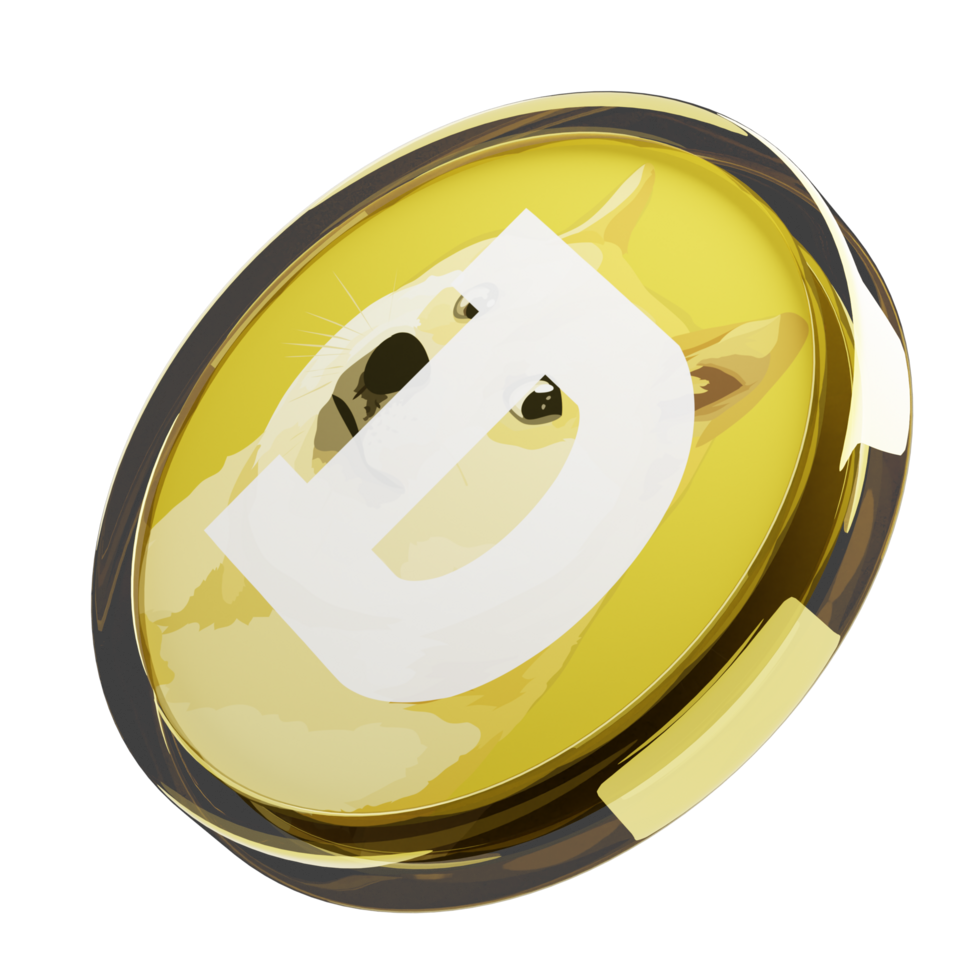 Dogecoin ,DOGE Glass Crypto Coin 3D Illustration png