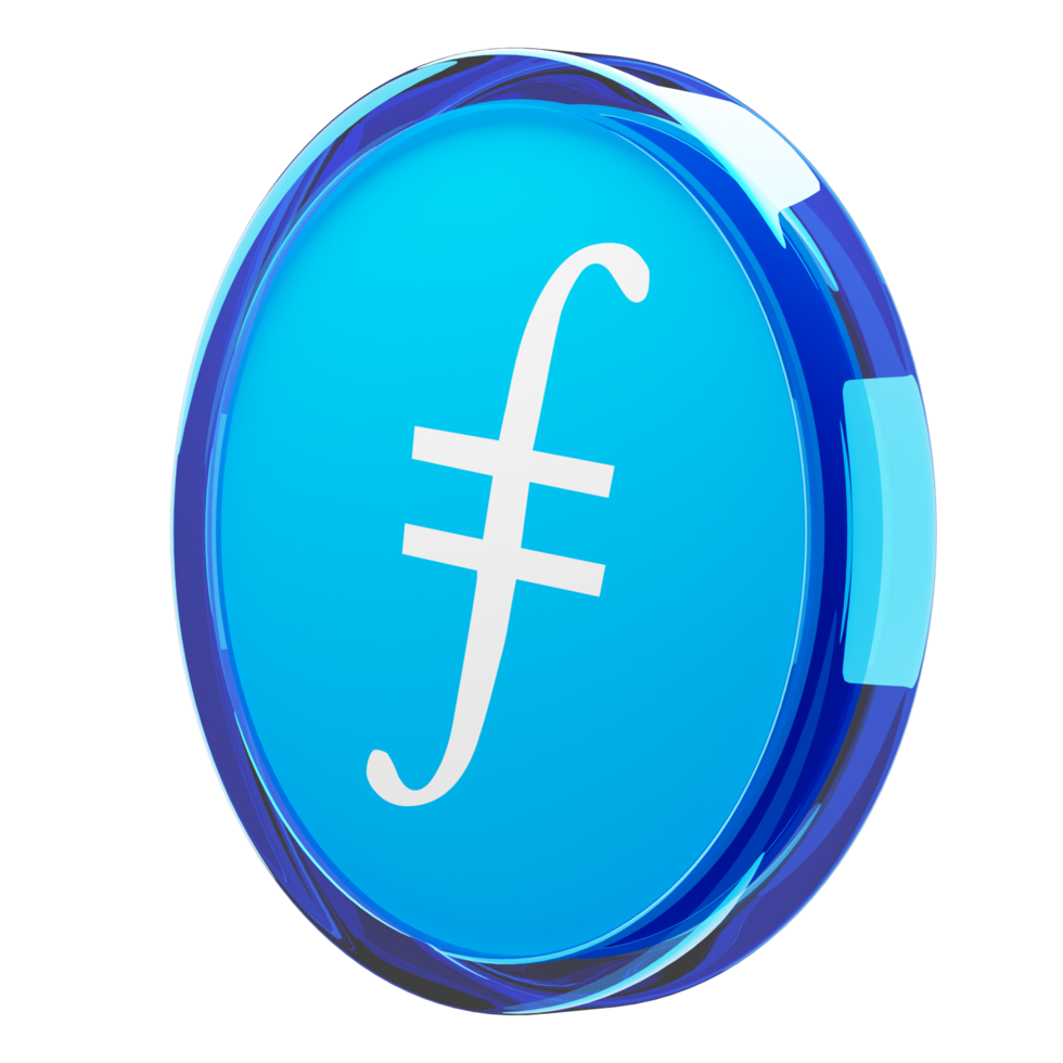 Filecoin ,FIL Glass Crypto Coin 3D Illustration png