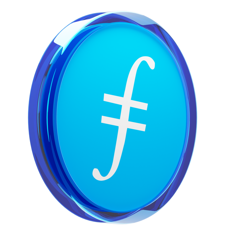 Filecoin ,FIL Glass Crypto Coin 3D Illustration png