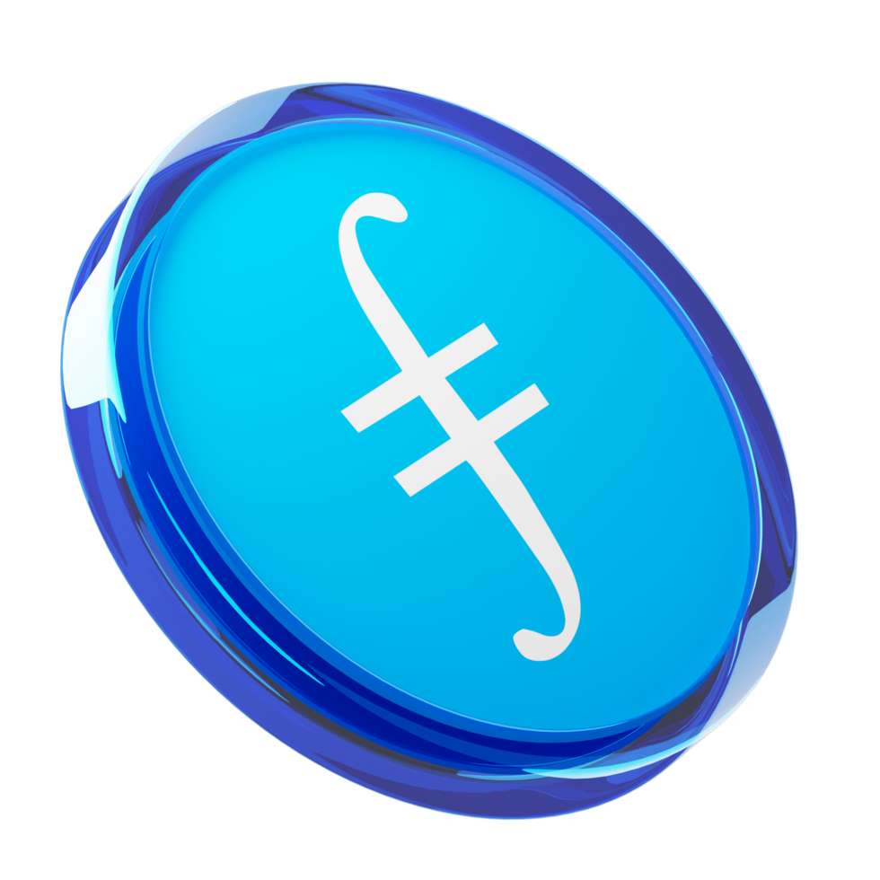 Filecoin ,FIL Glass Crypto Coin 3D Illustration png