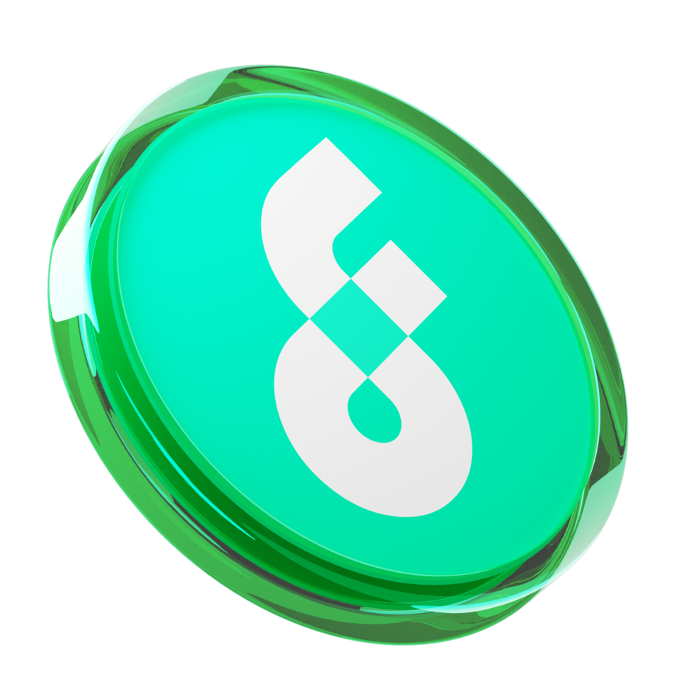 Flow Glass Crypto Coin 3D Illustration png