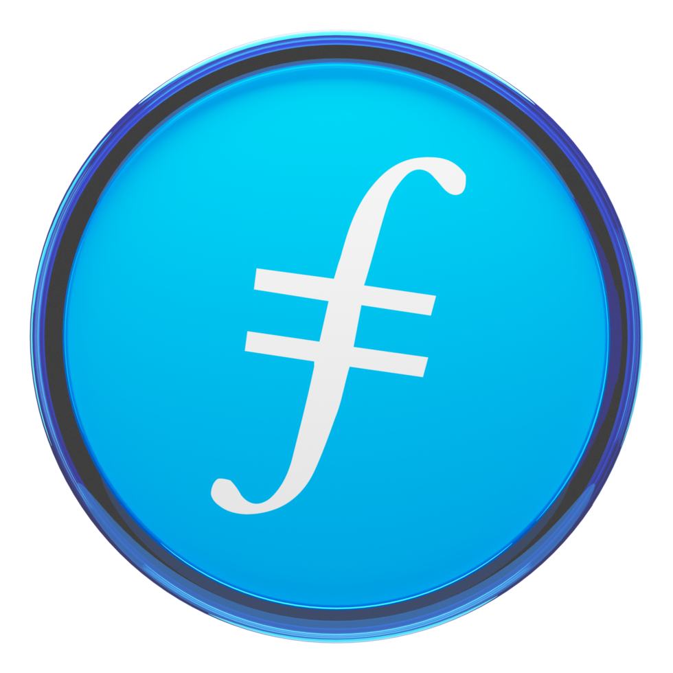 Filecoin ,FIL Glass Crypto Coin 3D Illustration png