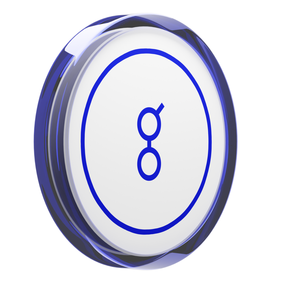 Golem ,GLM Glass Crypto Coin 3D Illustration png
