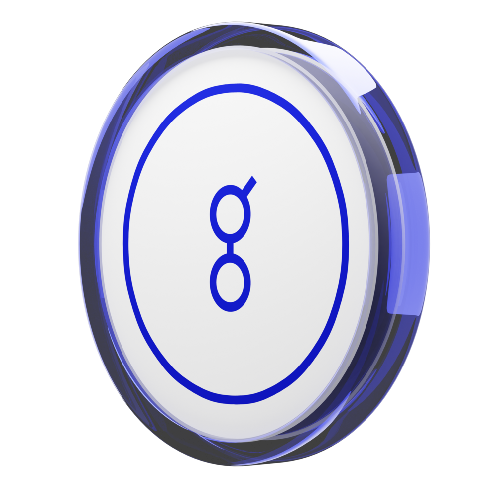 Golem ,GLM Glass Crypto Coin 3D Illustration png