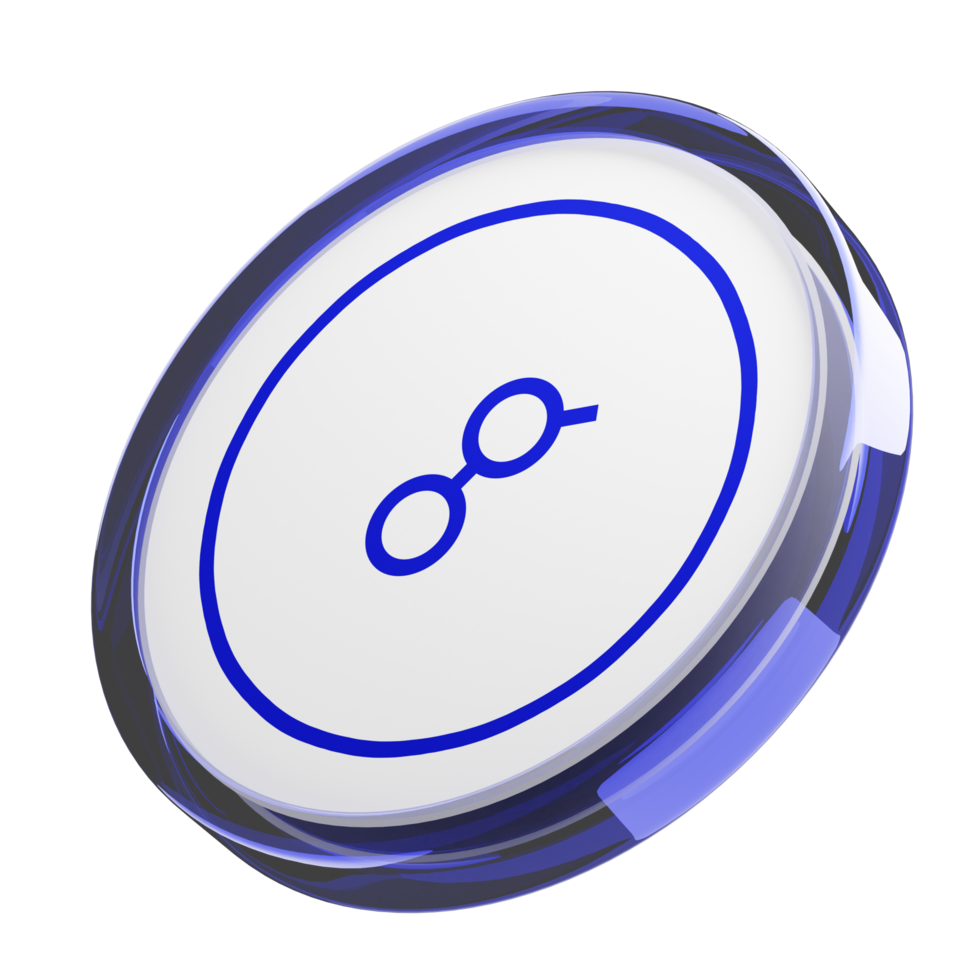 Golem ,GLM Glass Crypto Coin 3D Illustration png