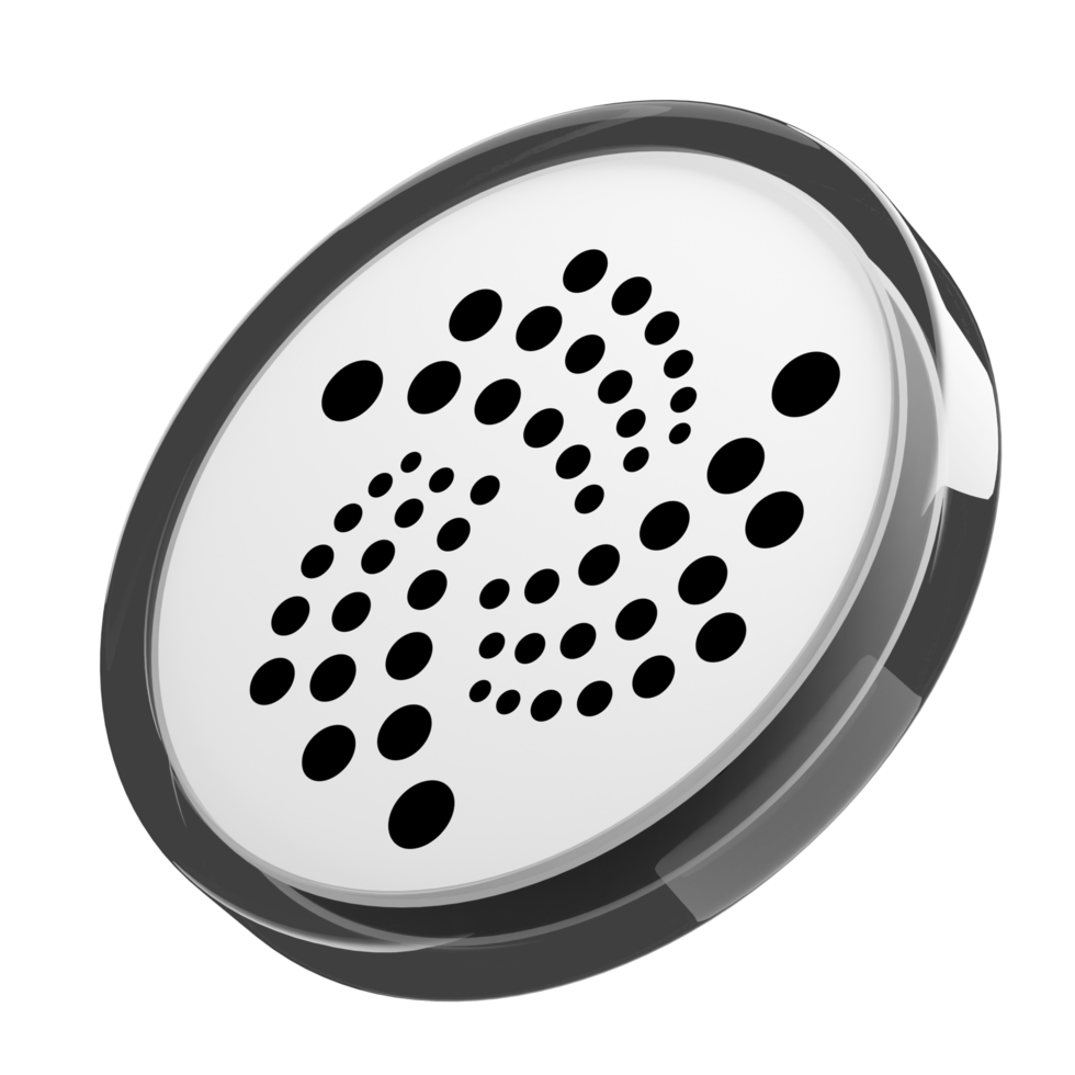 IOTA ,MIOTA Glass Crypto Coin 3D Illustration png