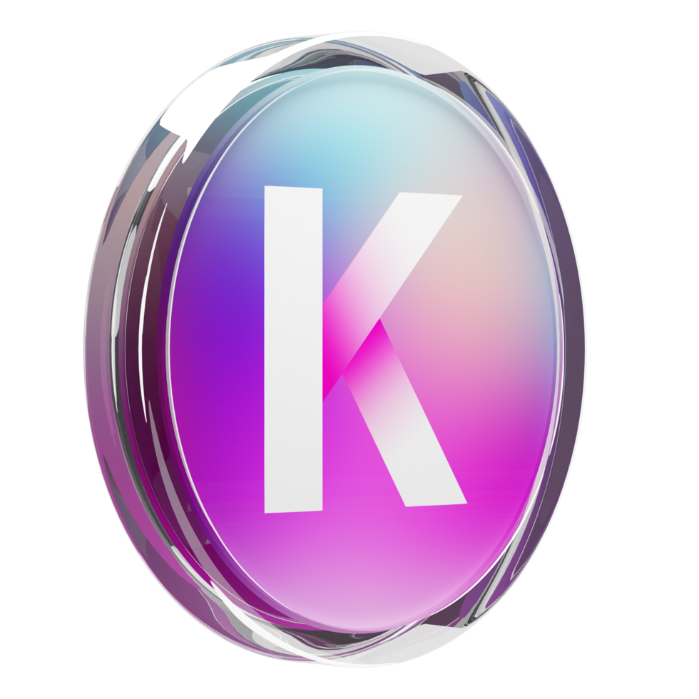 Kadena ,KDA Glass Crypto Coin 3D Illustration png