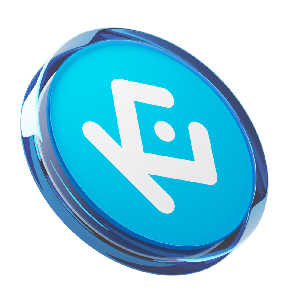 KuCoin Token ,KCS Glass Crypto Coin 3D Illustration png