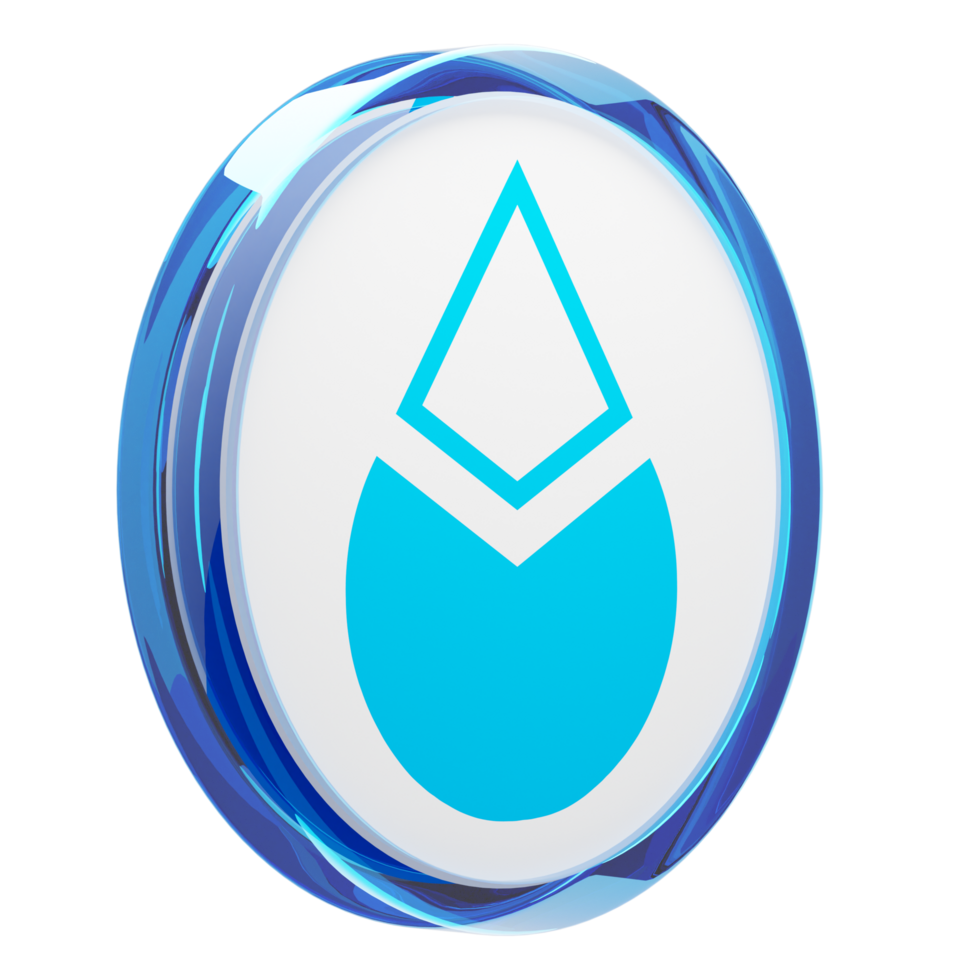 Lido DAO ,LDO Glass Crypto Coin 3D Illustration png