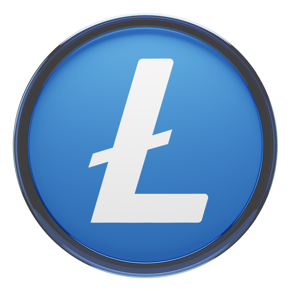 Litecoin ,LTC Glass Crypto Coin 3D Illustration png