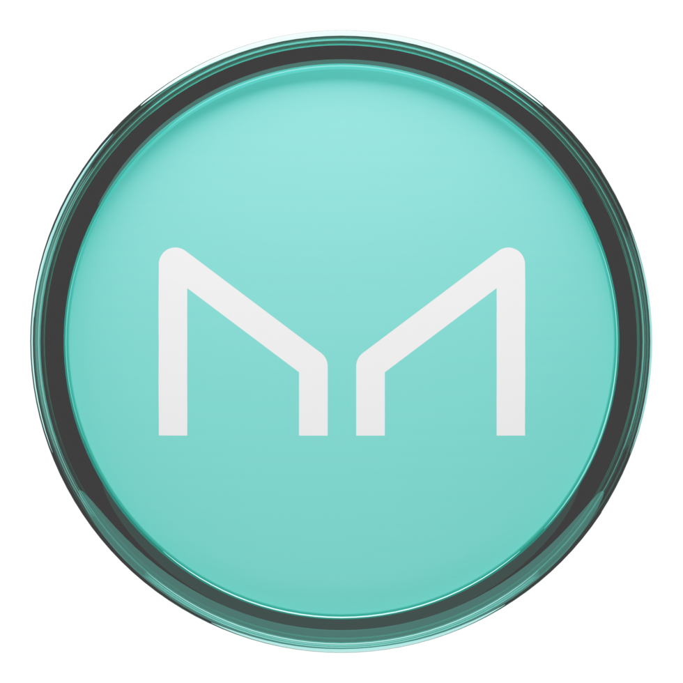 Maker ,MKR Glass Crypto Coin 3D Illustration png