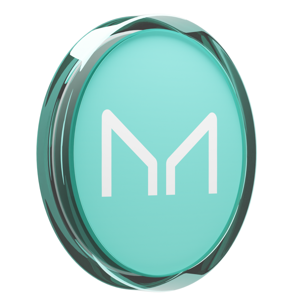 Maker ,MKR Glass Crypto Coin 3D Illustration png