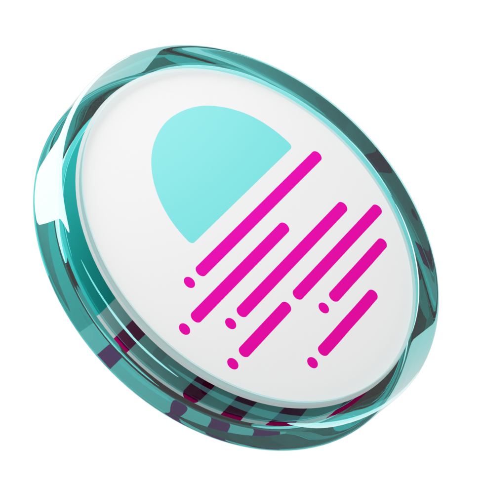 Moonbeam ,GLMR Glass Crypto Coin 3D Illustration png