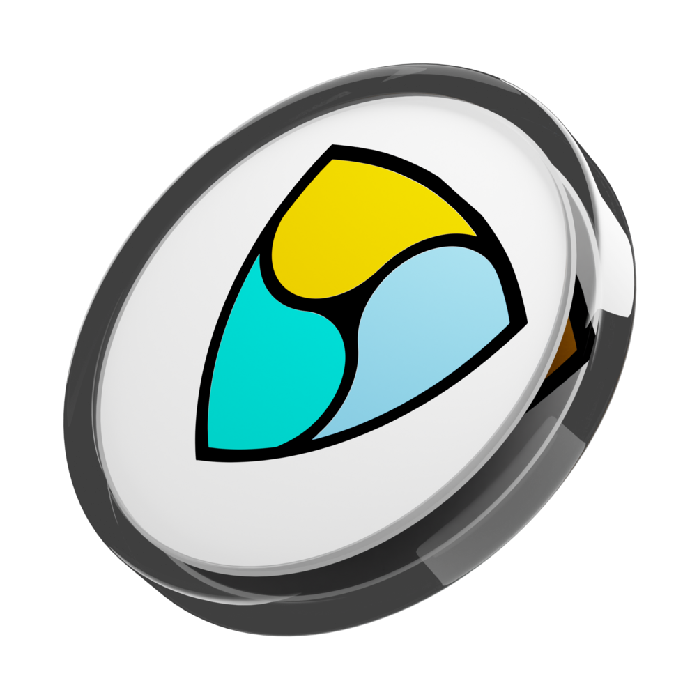 NEM ,XEM Glass Crypto Coin 3D Illustration png