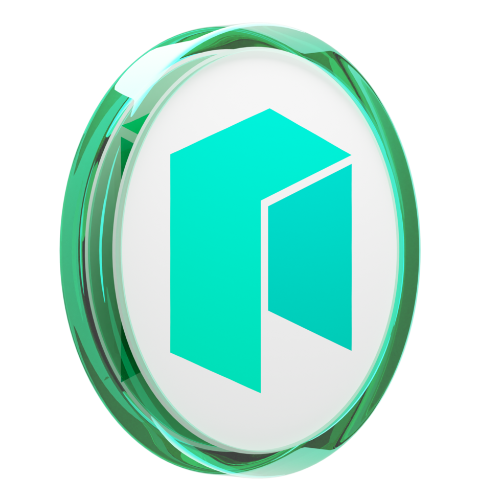 Neo Glass Crypto Coin 3D Illustration png