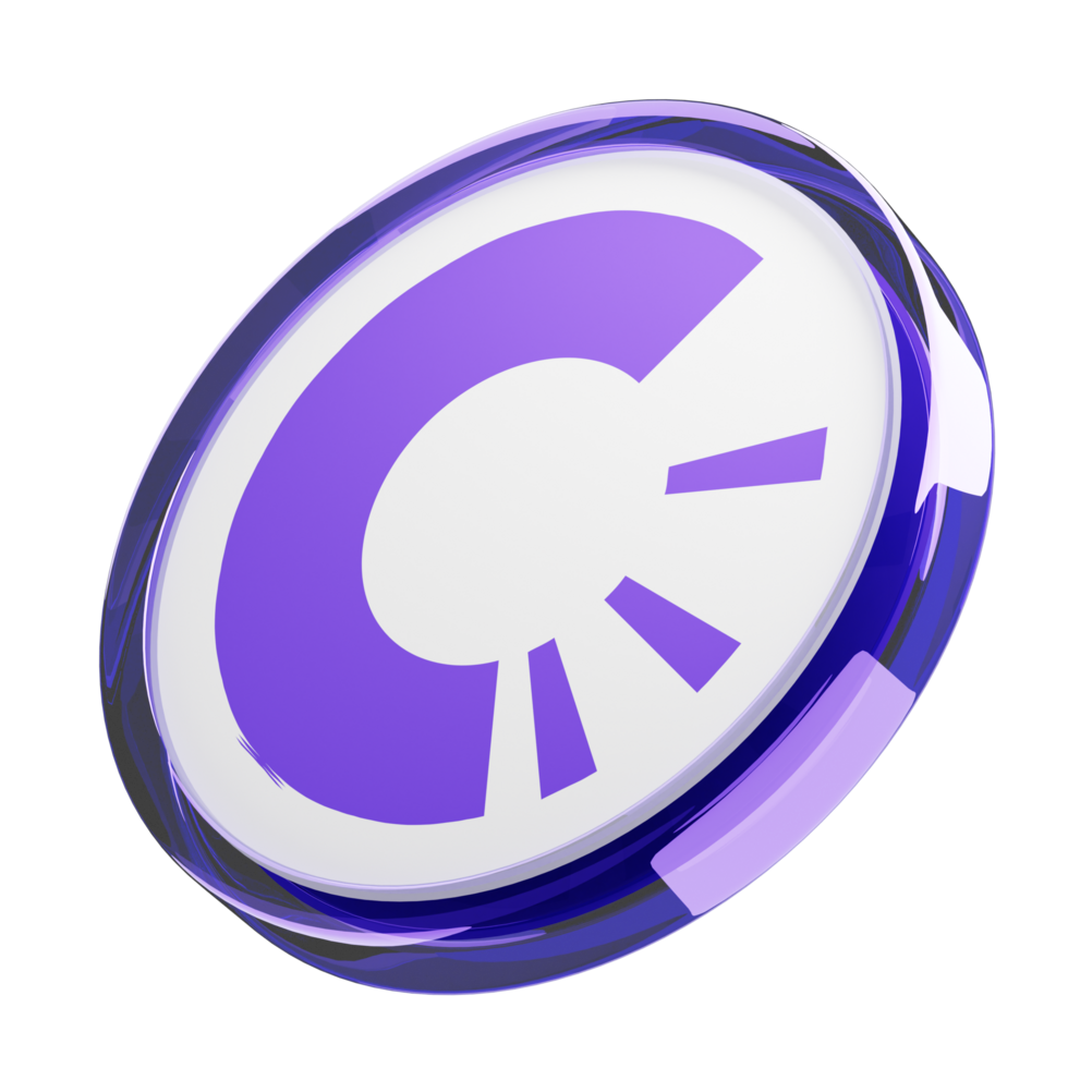 OriginTrail ,TRAC Glass Crypto Coin 3D Illustration png