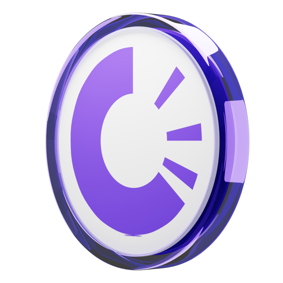 OriginTrail ,TRAC Glass Crypto Coin 3D Illustration png