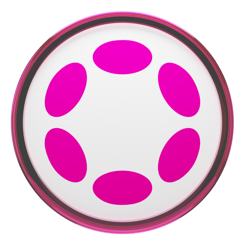 Polkadot ,DOT Glass Crypto Coin 3D Illustration png