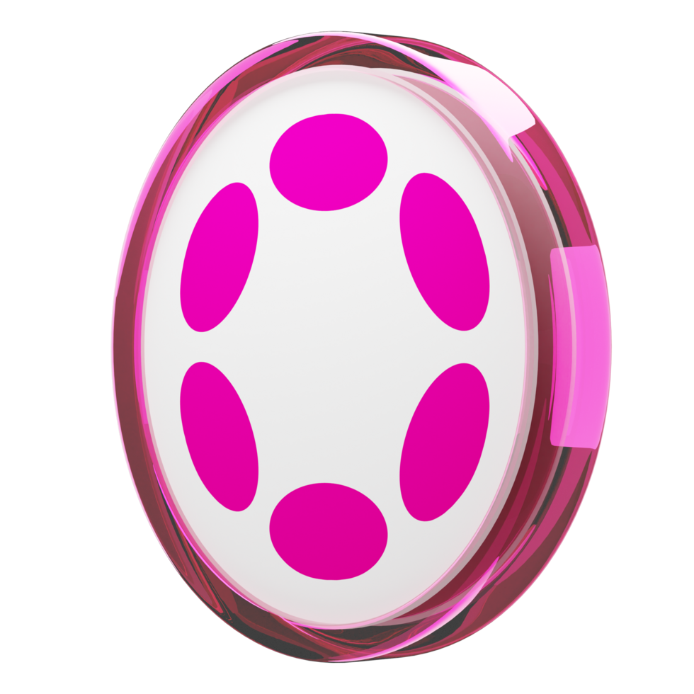 Polkadot ,DOT Glass Crypto Coin 3D Illustration png